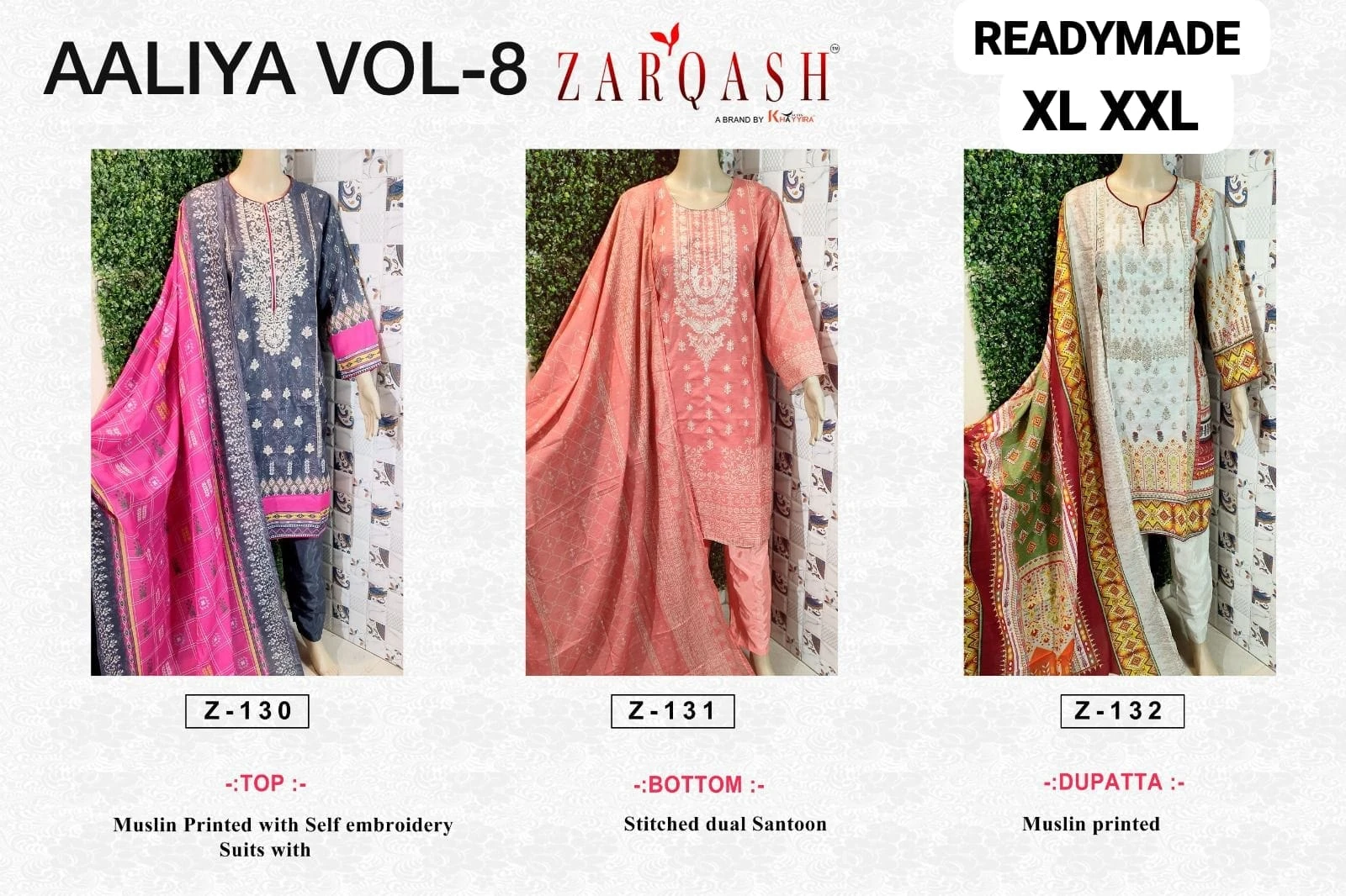 Zarqash Aaliya Vol 8 Muslin Cotton Wholesale Pakistani Readymade Salwar Suit Catalog — Wholesale Salwar Suits, MPA wholesale from Surat — view 4